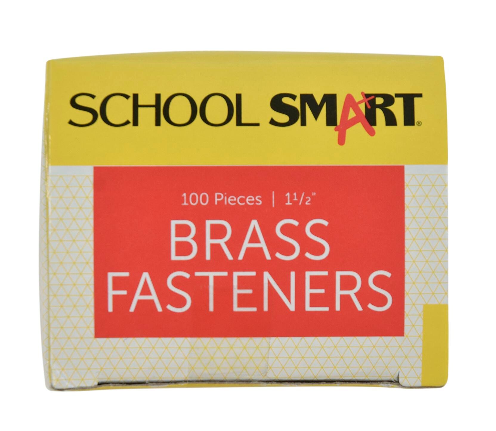 School Smart Fastener, 1-1/2 Inches, Size 6, Brass Plated, Pack of 100 059958
